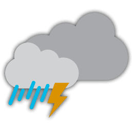 Nublado con tormenta débil